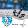wholesale 925 Sterling Silver Heart With Anchor Love Engraved Pendant Necklace-0-4