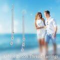 wholesale 925 Sterling Silver Threader Dangle Drop Crystal Earrings for Women-0-2
