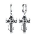 wholesale 925 Sterling Silver Cross Hoop Earrings-0-0