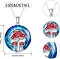 wholesale 925 Sterling Silver Mushroom Pendant Necklace with Blue Crystal Stone and Red Enamel Accents-0-1