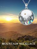 wholesale 925 Sterling Silver Abalone Shell Moon and Mountains Compass Pendant Necklace-0-5