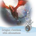 wholesale 925 Sterling Silver Labradorite and Moonstone I Love You Celtic Dragon Pendant Necklace-0-5