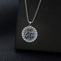 wholesale 925 Sterling Silver Poseidon Trident Blue Wave Pendant Necklace for Men's Greek Mythology -0-1