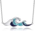 wholesale 925 Sterling Silver Wave Turquoise & Blue Goldstone Pendant Necklace for Women Ocean Lover s-0-0