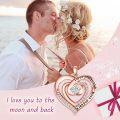 wholesale  18K Rose Gold Plated Sterling Silver & Moissanite Diamond Heart Necklace I Love You to The Moon and Back Gift for Women-0-1