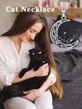 wholesale 925 Sterling Silver Black Cat in the Moon Pendant Necklace-0-4