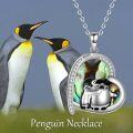 wholesale 925 Sterling Silver Penguin Pendant Necklace with Abalone Shell and Cubic Zirconia Gifts for Women-0-4
