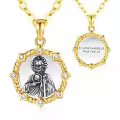 wholesale 925 Sterling Silver Saint Jude Thaddeus Medal Necklace with Cubic Zirconia and Rope Border for Women-0-0