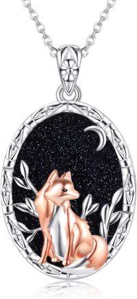 wholesale 925 Sterling Silver Fox Pendant with Starry Sky and Crescent Moon Design-Fox