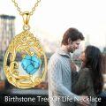 wholesale Sterling Silver Yellow Gold Plated Gemstone Tree of Life Pendant Necklace-0-64