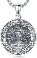 wholesale S925 Sterling Silver Medusa Pendant Necklace with High-Quality Carving, 22.2mm, Adjustable 22+2 Chain, Greek Mythology Jewelry Gift for Women & Men-0-0