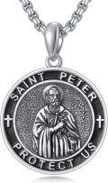 wholesale 925 Sterling Silver Saint Peter Protect Us Pendant Necklace  Religious Jewelry for Men-0-0