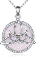 wholesale 925 Sterling Silver Blue Fire Opal Triquetra Pendant Necklace for Women Irish Celtic Knot s-0-0