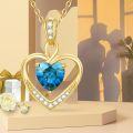 wholesale 14K Gold Heart Necklace with Birthstones - Garnet, Amethyst, Aquamarine, Diamond, Emerald, Alexandrite, Ruby, Peridot, Sapphire, Rose Quartz, Citrine, Blue Topaz - 18mm, Adjustable Chain, Gift Box-0-4