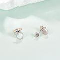 wholesale 925 Sterling Silver Opal Koala Bear Stud Earrings with Pink Enamel Accents-0-4
