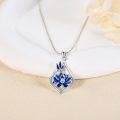wholesale 925 Sterling Silver Blue Enamel Dragonfly & Lotus Flower Teardrop Pendant Necklace for Women Gifts-0-4