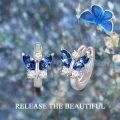 wholesale 925 Sterling Silver & Austrian Crystal Blue Butterfly Earrings, Dainty 14mm Charm-0-4