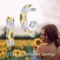 wholesale 925 Sterling Silver Sunflower Design Clip-On Cartilage Hoop Earrings for Men & Women - Vintage Fashion s-0-2