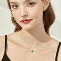wholesale 14K Gold Round Cut Green Stone Necklace - Valentines Day Gifts for Her-0-1