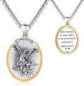 wholesale 925 Sterling Silver St Michael Pendant Necklace with Bible Verse Protection Gift for Men Boys Fathers Day-0-0