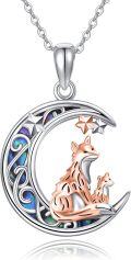 wholesale 925 Sterling Silver Moon & Fox Family Charm Necklace - Unique Gifts for Her-0-0