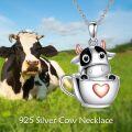 wholesale 925 Sterling Silver Cow in Cup Heart Charm Pendant Necklace s for Women-0-2