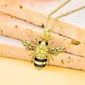 wholesale 925 Sterling Silver CZ Gold Plated Honeycomb Bee Pendant Necklace s for Women Girls Wife-0-2