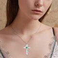 wholesale 925 Sterling Silver White Gold & Sterling Silver Birthstone Cross Urn Necklace for Ashes – Infinity Engraved Cremation Jewelry with 1.35mm Chain-0-4