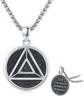 wholesale 925 Sterling Silver AA Sobriety Triangle Pendant Necklaces for Women Men Gifts-0-0
