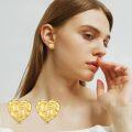 wholesale Gold 925 Sterling Silver Nugget Heart Stud Earrings for Men & Women -0-4