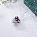 wholesale 925 Sterling Silver Purple Cubic Zirconia Heart Mom I Love You Pendant Necklace-0-3