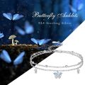 wholesale 925 Sterling Silver Blue Stone Butterfly Charm Ankle Anklet for Women-0-2