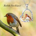 wholesale 925 Sterling Silver Enamel Robin in Heart Pendant Necklace for Women Birds Lover Gifts-0-6