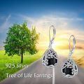 wholesale 925 Sterling Silver Tree Of Life Drop Earrings Wholesale With Green Stone-0-11