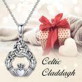 wholesale 925 Sterling Silver Opal Celtic Knot Claddagh Pendant Necklace-0-1