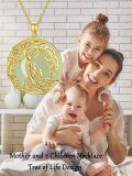 wholesale Gifts For Women Tree Of Life Necklace 14k Gold Plated Sterling Silver Round Jade Jewelry For Women Mom Sister Birthday Christmas Gifts -0-3