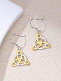 wholesale 925 Sterling Silver Gold Plated Triquetra Celtic Knot Drop Earrings s for Her-0-3