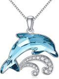 wholesale 925 Sterling Silver Dolphin Crystal Pendant Necklace s for Women Mom on the Birthday Beach Mothers Day Graduation-0-0
