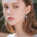 wholesale 925 Sterling Silver Blue Turquoise Teardrop Dangle Earrings with CZ Stones for Women (Lever Back)-0-1