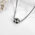wholesale 925 Sterling Silver Black Enamel Soccer Ball Pendant Necklace Sports Gift for Him Her-0-4