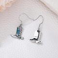wholesale 925 Sterling Silver Cowboy Boot Drop Earrings Oxidized Turquoise Flower Western Design-0-2