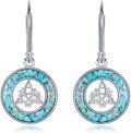 wholesale 925 Sterling Silver Turquoise Triquetra Drop Earrings-0-0