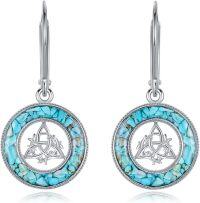 wholesale 925 Sterling Silver Turquoise Triquetra Drop Earrings-Turquoise Celtic Knot