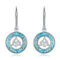 wholesale 925 Sterling Silver Triquetra Earrings Wholesale With Blue Turquoise Inlay-0-0