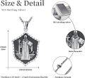 wholesale 925 Sterling Silver Saint Benedict Shield Shape Pendant Necklace  for Men & Women - Catholic Protection Jewelry-0-3