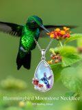 wholesale 925 Sterling Silver Hummingbird & Flower Design Blue Moonstone Pendant Necklace for Women-0-5