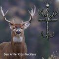 wholesale Sterling Silver Deer Antler Men s Cross Fish Hook Necklace-0-6