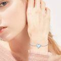 wholesale 925 Sterling Silver Blue Fire Opal Heart-Shaped Mushroom Pendant Chain Bracelet for Women Gifts-0-3