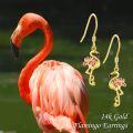 wholesale 14k Gold Flamingo Drop Earrings With Pink Crystal Wings For Women-0-5