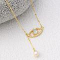 wholesale 14k Gold Eye Necklace With Moonstone And Pearls-0-4